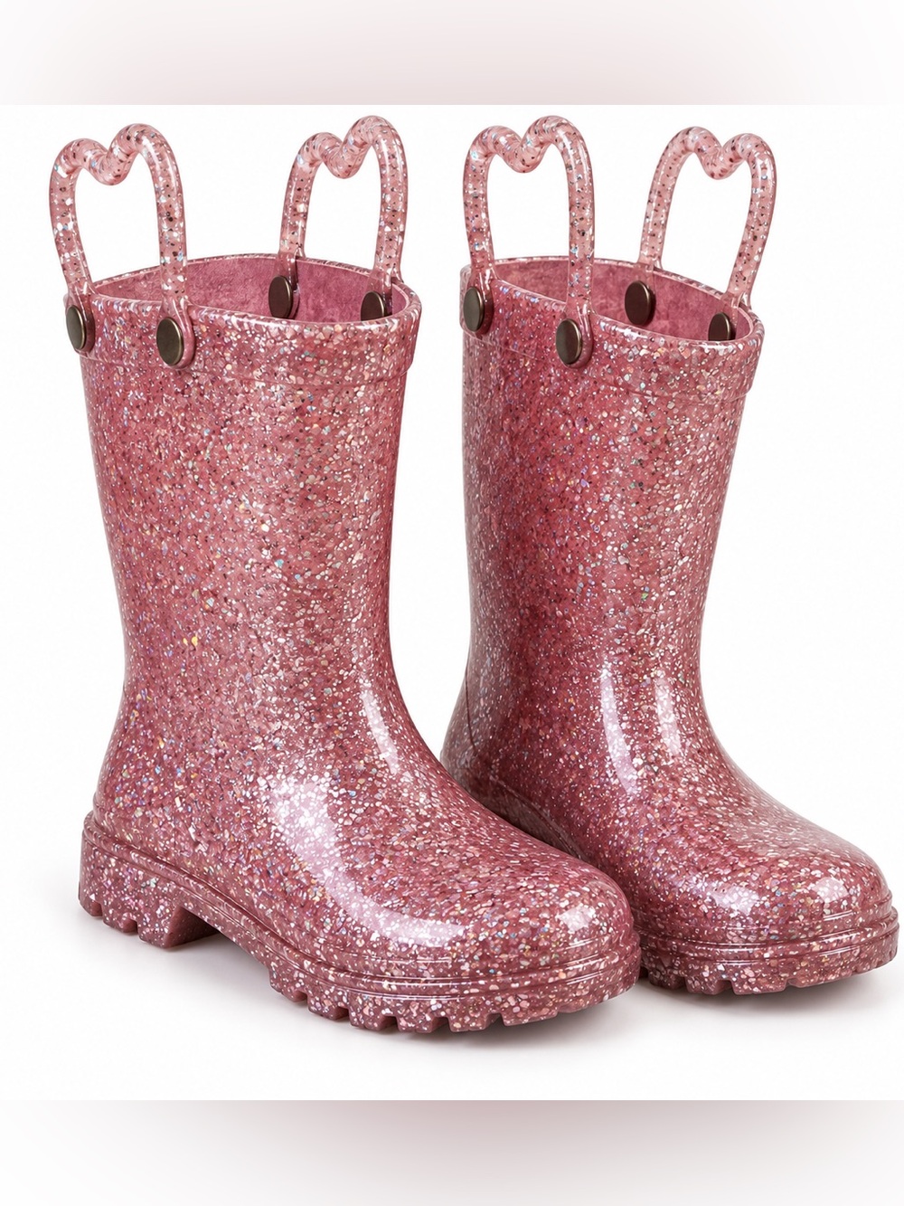 WESTERN CHIEF Girls Rain Boots Light Up Waterproof | Pink Glitter | Size 7